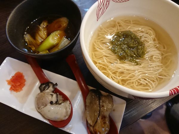 「【限定】牡蠣とめかぶのつけそば」@麺処 あす花の写真