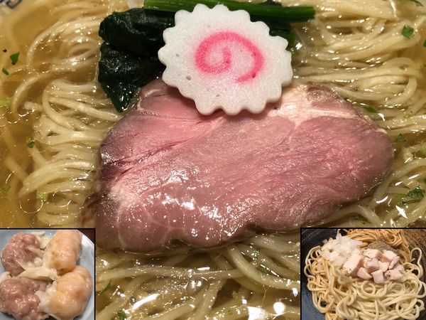 「山椒そば＋海老わんたん２個＋肉わんたん２個＋味付替え玉」@中華蕎麦にし乃の写真