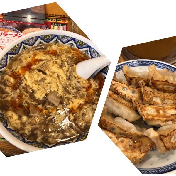 「スーラータンメン＋満福餃子」@中国ラーメン 揚州商人 目黒本店の写真