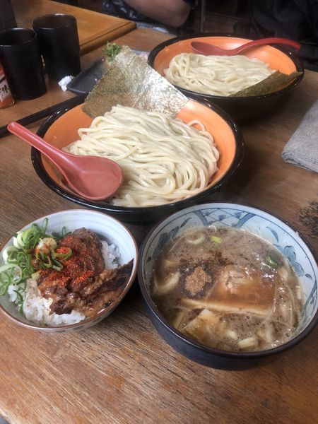 「鶏魚介つけ麺大盛り、肉めしセット」@麺屋 八頭龍 バイパス店の写真
