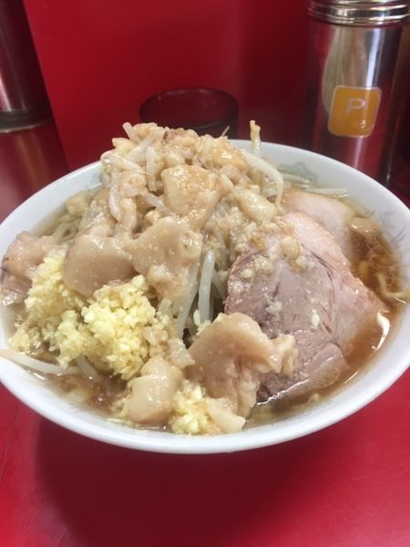「小ラーメン 700円　ニンニク・アブラ」@ラーメン二郎 上野毛店の写真