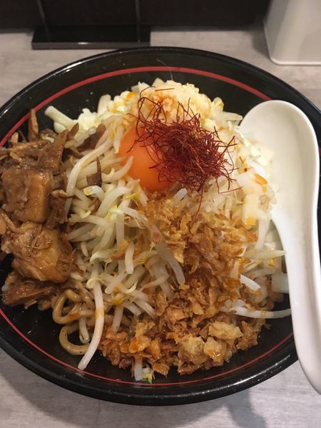 「太麺まぜそば」@らーめん酒場 福籠 通町店の写真