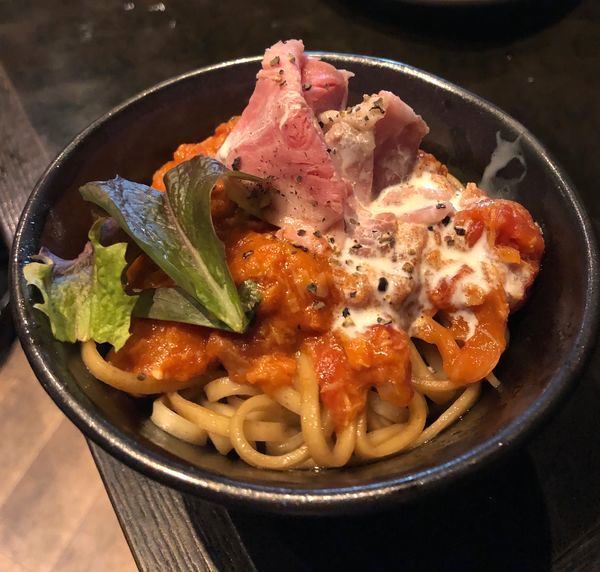 「[オフ会メニュー] トマトソースの和えそば」@鶏そば なんきち 東京店の写真