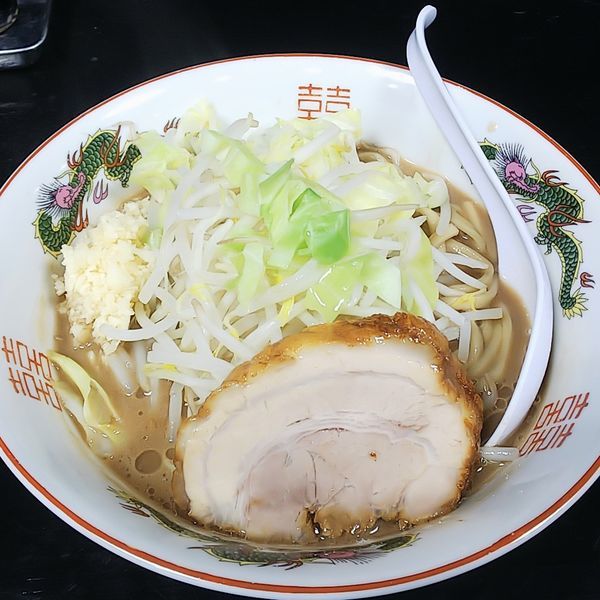 「ラーメン麺少なめニンニク」@肉だしラーメン 濃い豚の写真