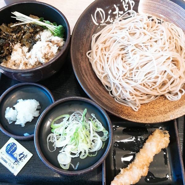 「ワンコインセット（ミニおろし焼きさばめし）」@ゆで太郎 吉野町店の写真
