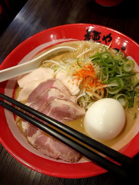 「濃厚あん肝味噌そば＋牡蠣和えそば」@麺や でこの写真