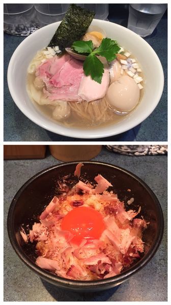 「特製塩らーめん＋紅孔雀卵かけごはん」@とものもとの写真