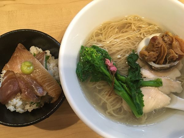 「【限定】春の貝そば＋鰤漬け丼」@麺屋Mの写真