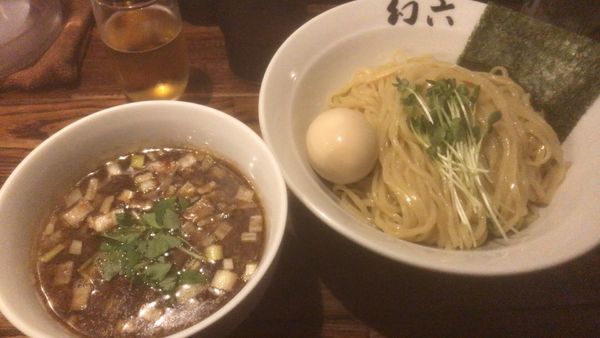 「醤油つけめん＋味玉＋缶ビール：1,250円」@中華そば 幻六の写真