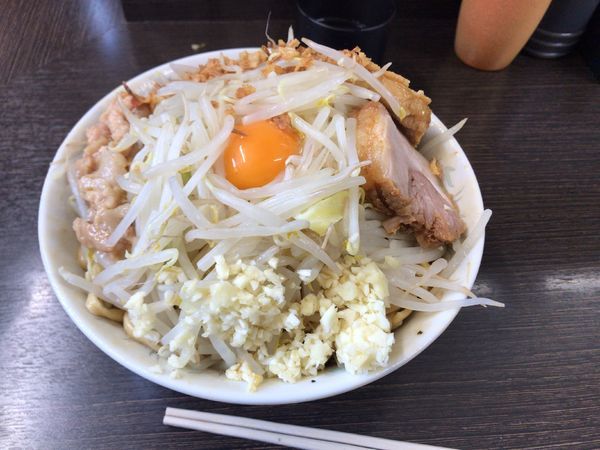 「ラーメン小(汁無し)アブラ、にんにく」@ラーメン二郎 川越店の写真