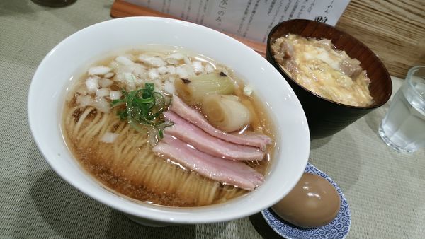 「鴨らー麺親子丼セット＋煮玉子」@らーめん 鴨to葱の写真
