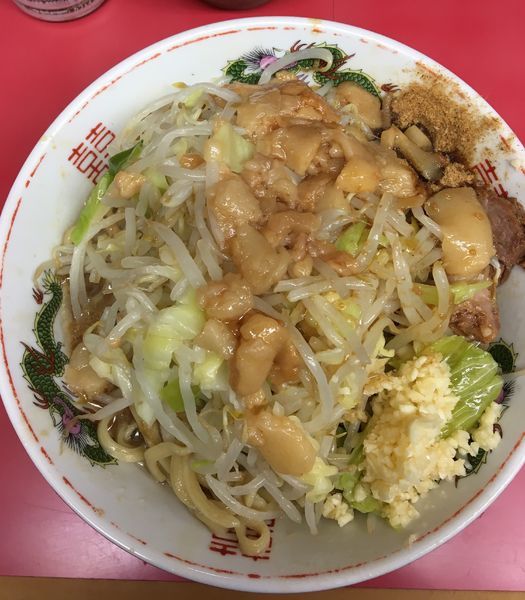 「汁なし 大 玉子  全部  ニンニク多め」@ラーメン二郎 環七一之江店の写真