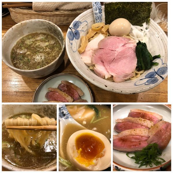 「つけそば 煮干し 880円 味玉100円 鴨むね肉300円」@中華そば きなりの写真