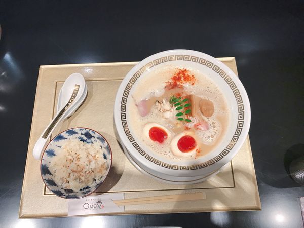 「鯛白湯『とろり』＋鯛めし＋燻製玉子」@鯛白湯らーめん ○de▽の写真