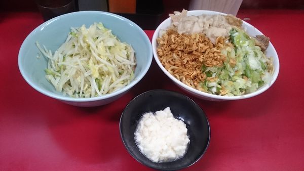 「大・ねぎ汁なし・長芋ゴロー(アブラマシ)￥１０４０」@ラーメン二郎 中山駅前店の写真