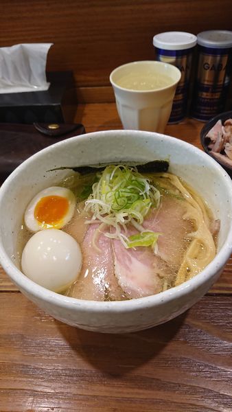 「塩そば味玉チャーシュー+チャーシュー丼」@どろそば屋 ひろしの写真