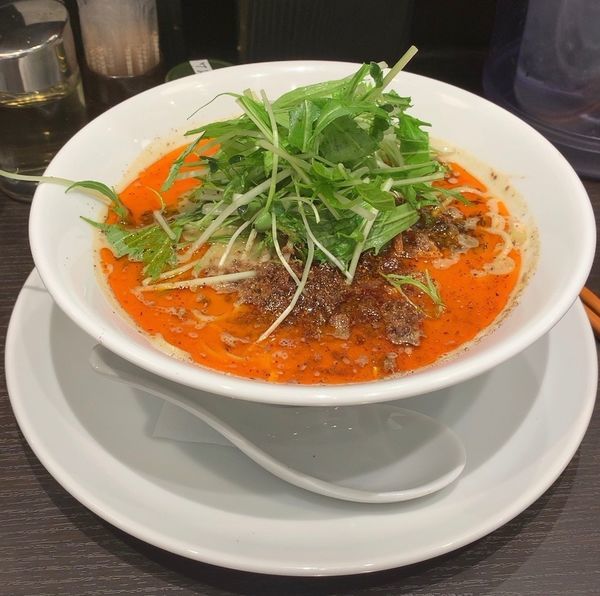 「野菜たっぷり担々麺 辛さ５ 痺れ５」@四川担担麺 阿吽 キッテグランシェ店の写真