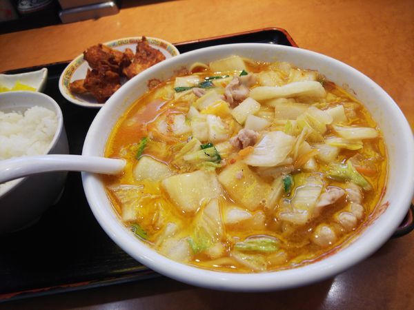 「スタミナラーメンセット小(ライス＋唐揚げ)980円」@天理スタミナラーメン 本店の写真