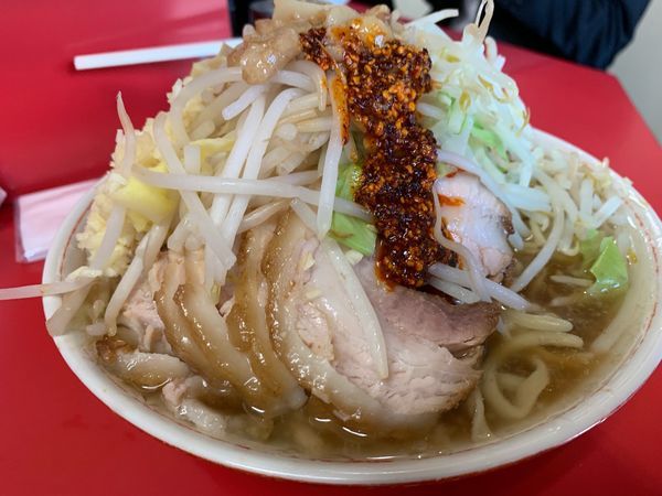 「大豚ダブル（ヤサイニンニクアブララーユ）1100円」@ラーメン二郎 千住大橋駅前店の写真