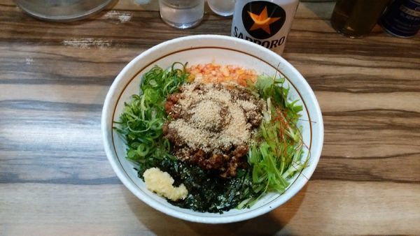 「担々台湾まぜそば¥970-＋缶ビール¥360-」@麺屋 はるか 秋葉原店の写真