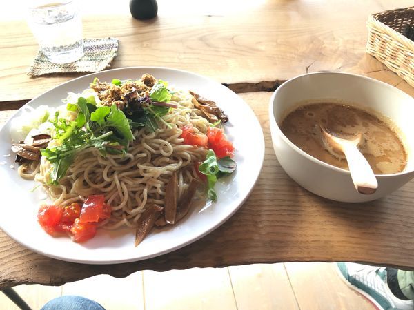 「ベジつけ麺（大盛）＋デザートセット」@engawacafeの写真