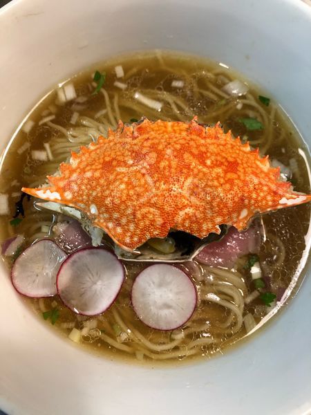 「限定 蟹ソバ 1100円 焼豚ご飯 150円」@Bonito Soup Noodle RAIKの写真