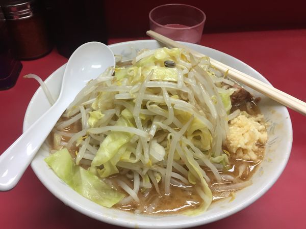 「小ラーメン+野菜+ニンニク　650円」@ラーメン二郎 環七一之江店の写真