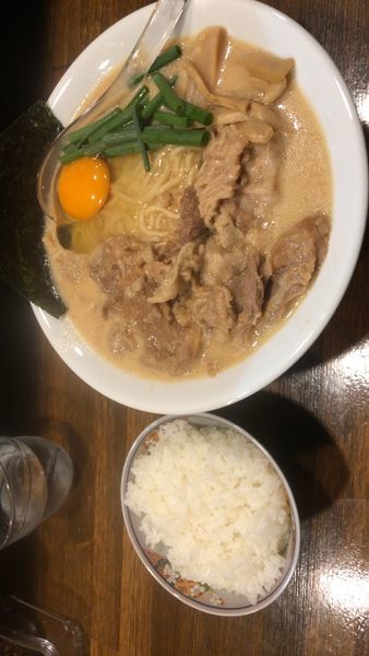 「国産牛すじ味噌らぁ麺 麺200g 生卵サービス ご飯セット7」@Soupmenの写真