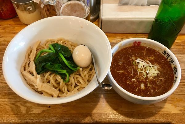 「辛つけ麺あつもり+味玉」@麺屋 庄太 六浦本店の写真