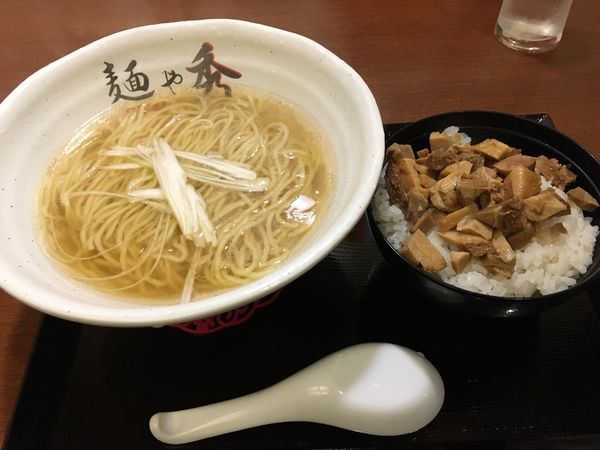 「かけそば塩(とチャーシュー丼)」@麺や秀の写真