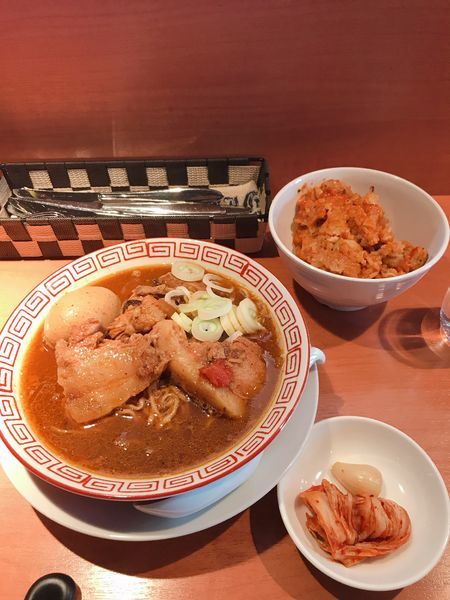「カレーラーメン&チキンライスセット」@食堂酒場 Graciaの写真