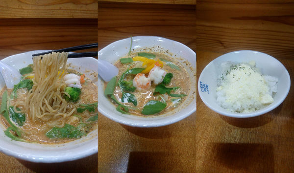 「『海老クリームトマトらーめん+チーズごはん』」@らーめん 波の花の写真