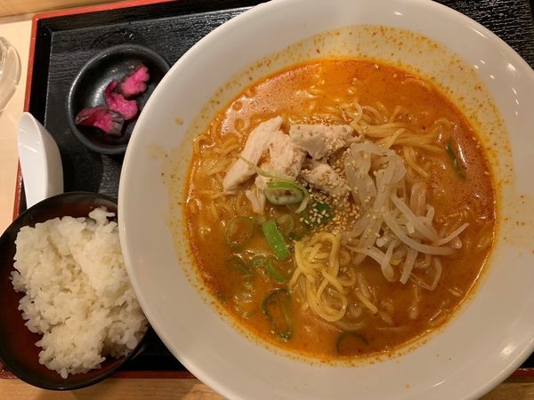「旨辛パイタン麺（サービス麺大盛無料＋ご飯）」@水炊き・焼鳥 とりいちず 小岩北口店の写真
