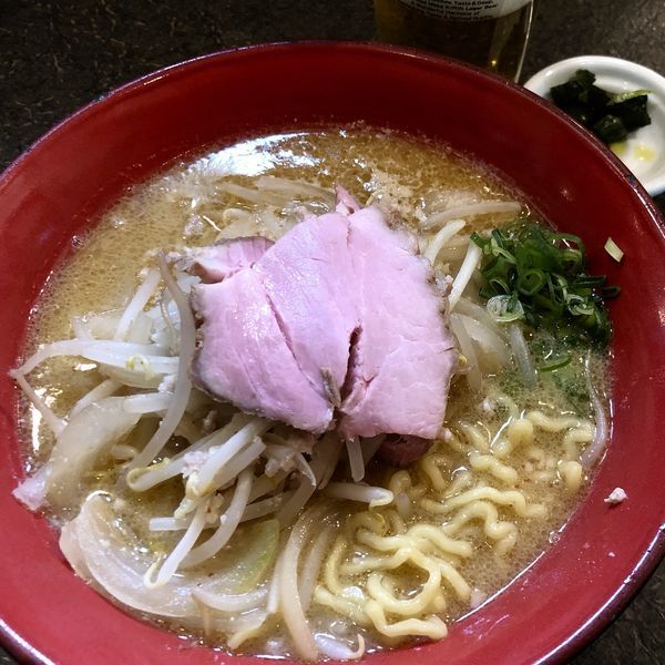 「ミソラーメン 小＋ビール（中瓶）」@味噌ラーメン 雪ぐにの写真