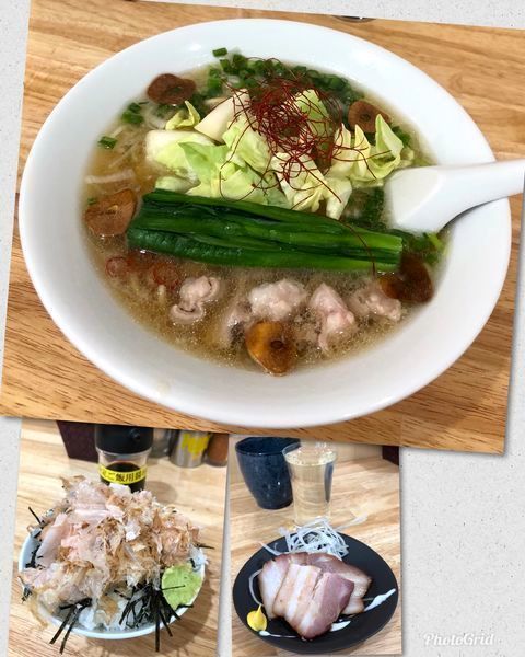 「牛モツそば＆花鰹と本山葵のご飯¥970&冷酒¥480」@中華そば You Leeの写真