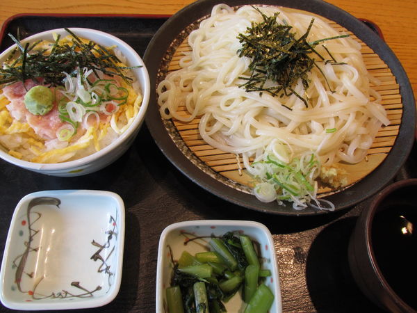「稲庭風ざるうどん+ミニねぎとろ丼　「430円+313円」」@和食れすとらん 天狗 春日部店の写真