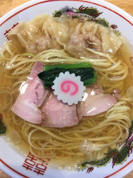 「白だしラーメン肉ワンタン2個」@キング製麺の写真