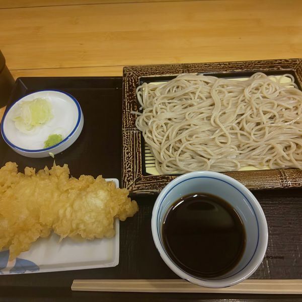 「もりそば＋鶏天」@いわもとQ 池袋店の写真