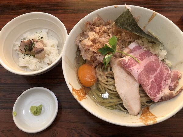 「牡蠣味噌と鰯の和えそば〜おい飯付」@麺屋 ひな多の写真
