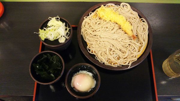 「もりそば、温玉、わかめ、海老天」@ゆで太郎 水道橋店の写真