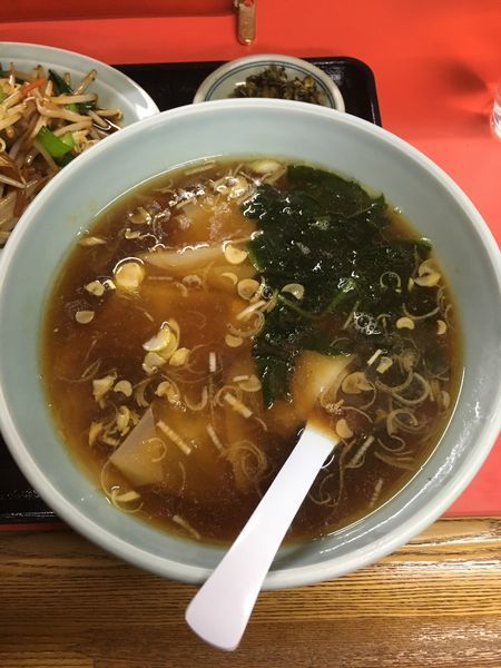 「ワンタンスープ レバニラ炒め定食」@めんくいの写真