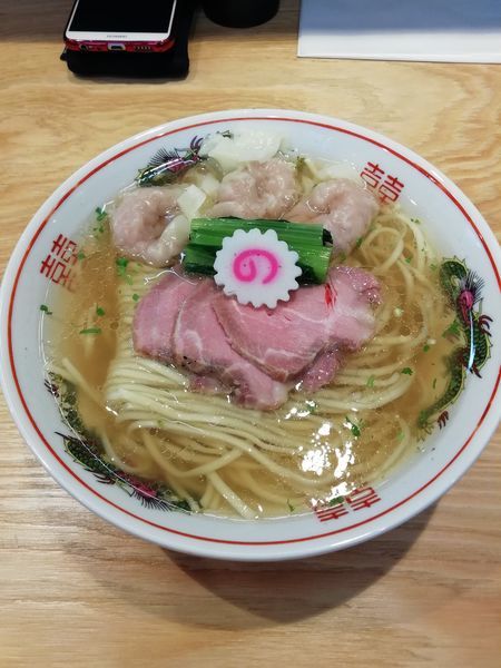 「山椒そば中盛り+肉ワンタン三個」@キング製麺の写真