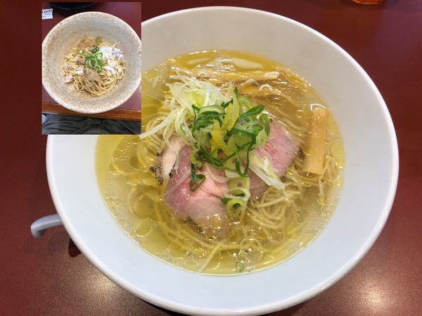 「中華そば 塩 730円＋煮干和え麺 250円」@麺童 豊香の写真