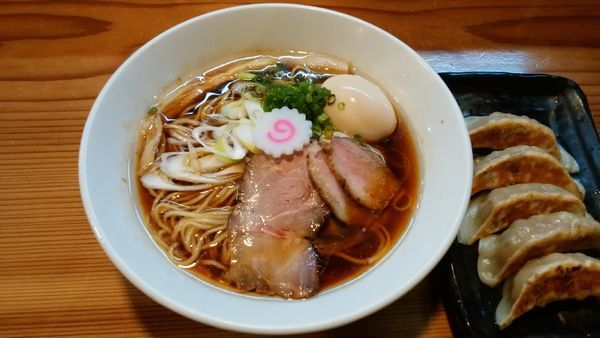 「鴨中華そば¥830-＋味玉¥100-＋餃子¥350-」@はりけんラーメン 南店の写真