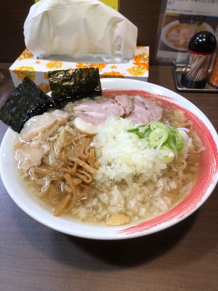 「中華そば大盛り(こってり、薄口、背脂)＋玉ねぎ」@煮干し中華そば 山形屋の写真