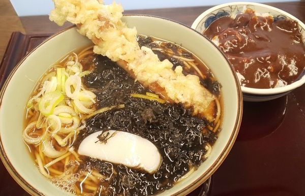 「サービス定食（岩のり+ちくわ天）」@船堀そば 文殊の写真