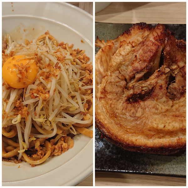 「汁なし(でか巻き・挽き肉・粉チーズかけ放題)」@麺屋 味方の写真