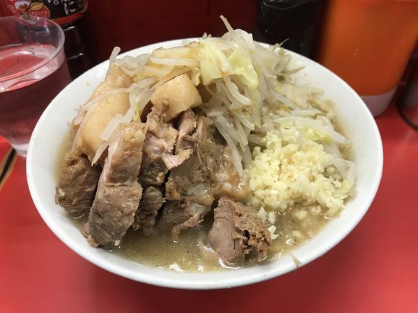 「ぶた入りラーメン ニンニク＋アブラ」@ラーメン二郎 三田本店の写真