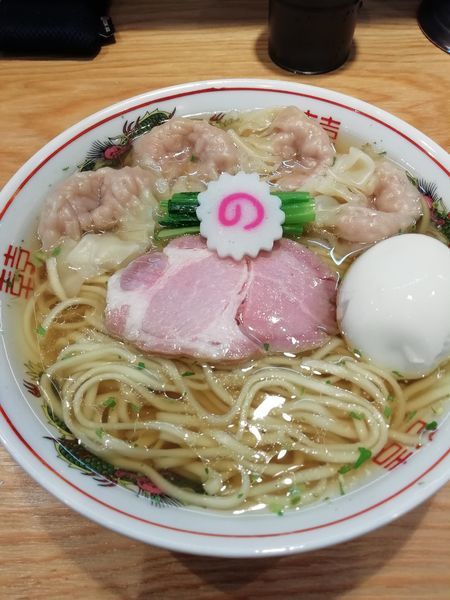 「山椒そば中盛り+肉ワンタン4ヶ+味玉」@キング製麺の写真