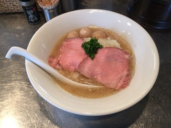 「明太子ガーリック蕎麦（限定）＋うずら」@さんじの写真